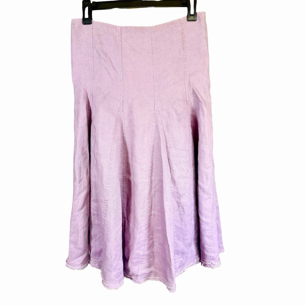 Boden 100% Linen A-line Midi Skirt 8R Lavender Lined Bohemian Boho Hippie Hippy